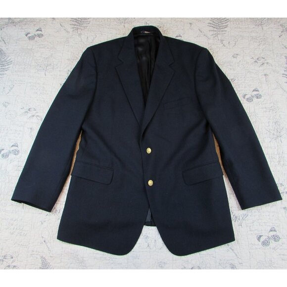 Brooks Brothers 346 Navy Blue Blazer Sports coat  Men’s Worsted Wool 44R - Picture 3 of 6